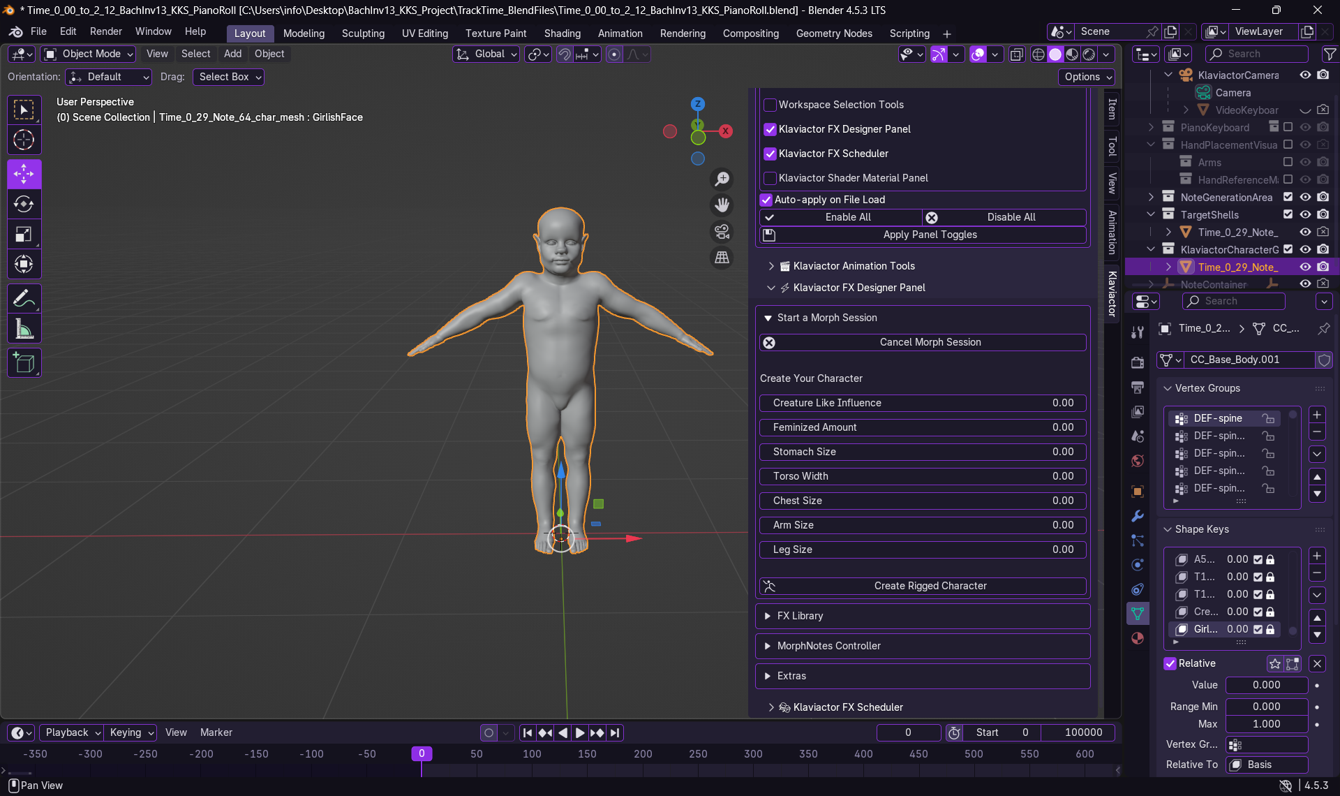 Klaviactor Character Generator Session