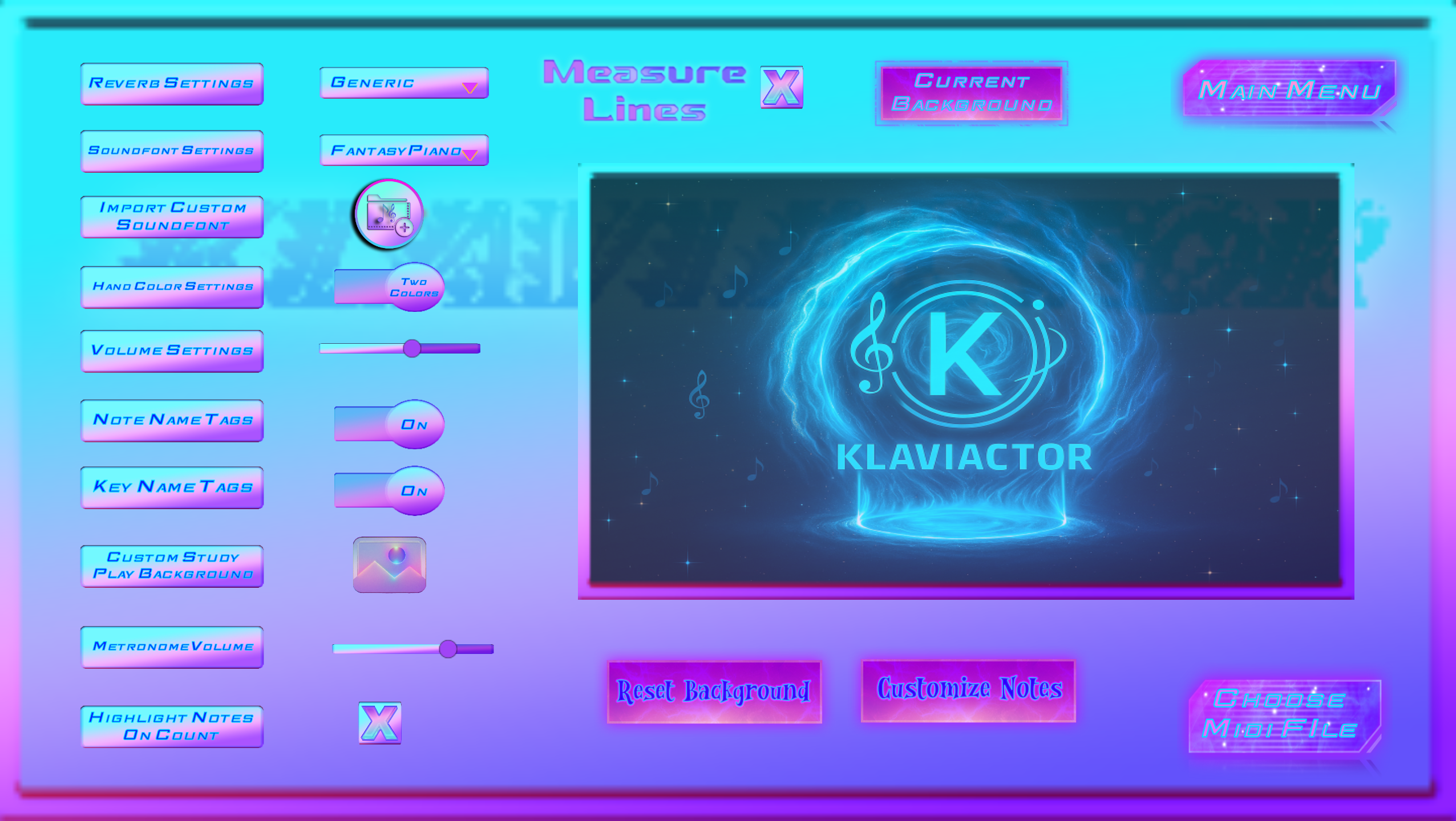 Custom background menu