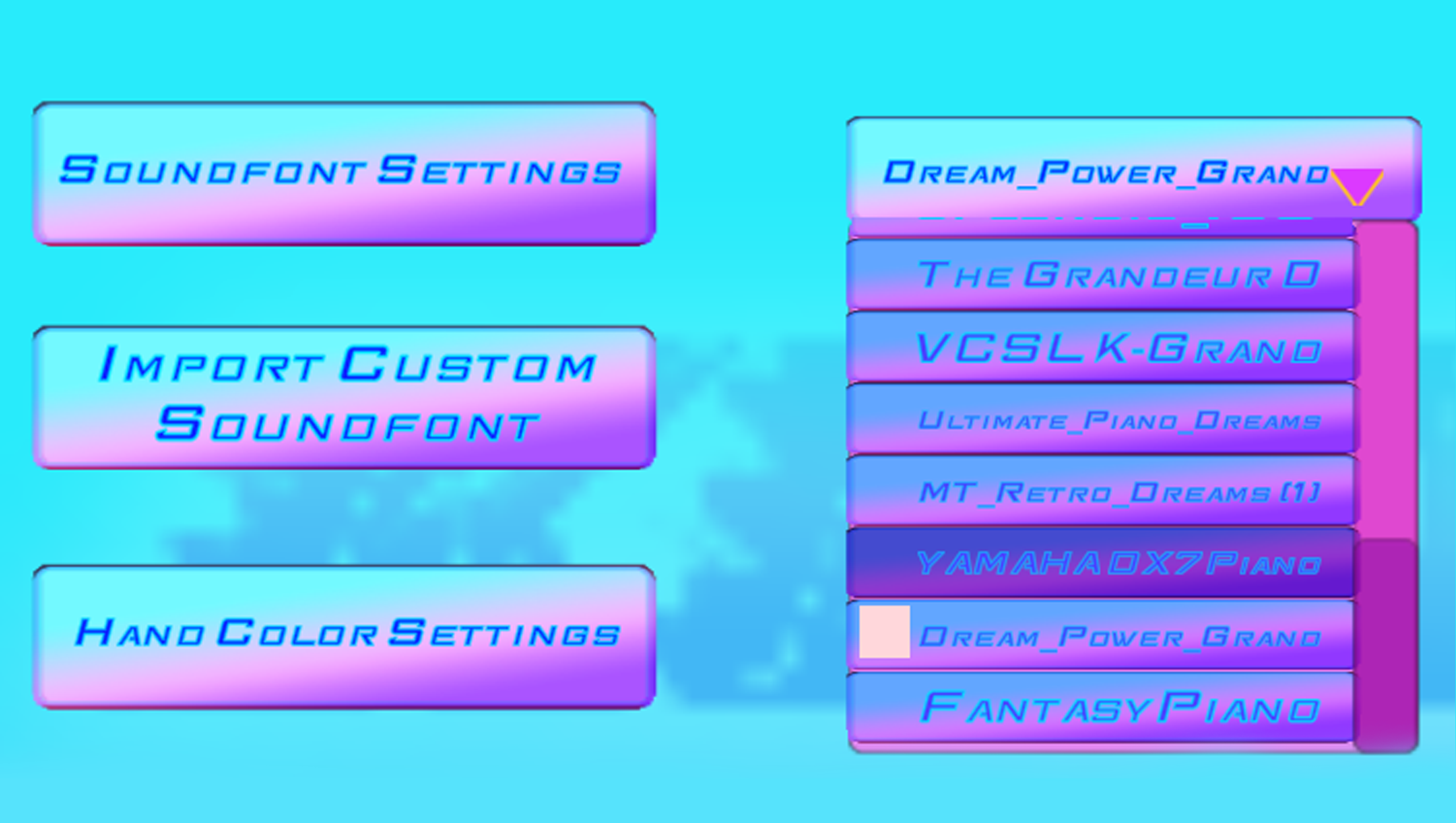 SoundFonts selection example