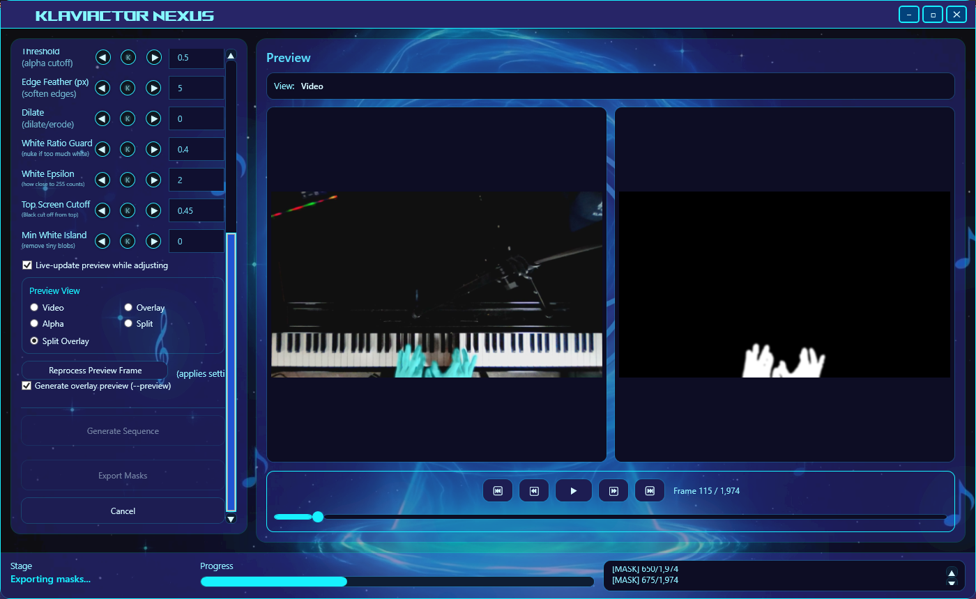 Klaviactor Nexus – Mask Settings